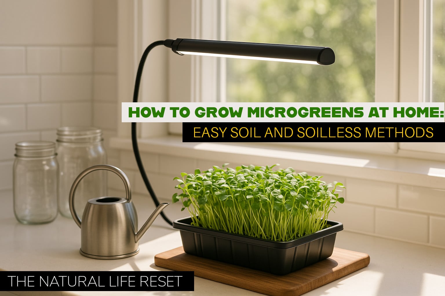 Growing microgreens at home with soil and light.