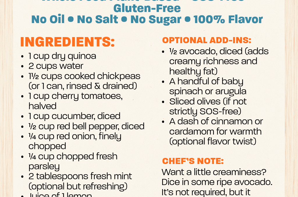 Spring Quinoa Chickpea Salad (WFPB SOS-Free Recipe)