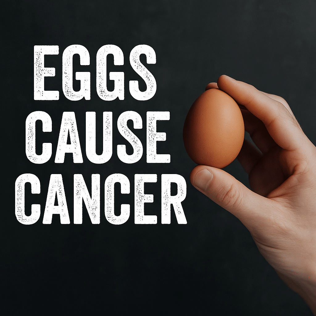 A hand holding up an egg to symbolize the hidden health risks of egg consumption